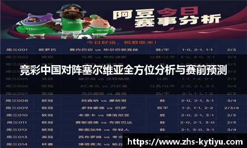 竞彩中国对阵塞尔维亚全方位分析与赛前预测